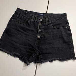 J.Crew Black Denim High Waisted Shorts Size 29 Button Fly